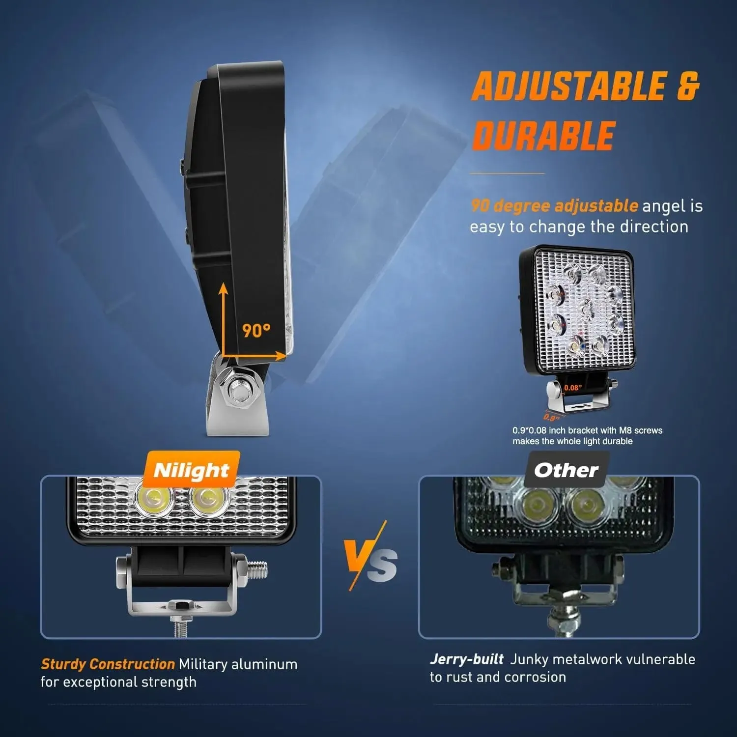 4.2 Inch 27W Spot Square Led Work Lights (Pair)