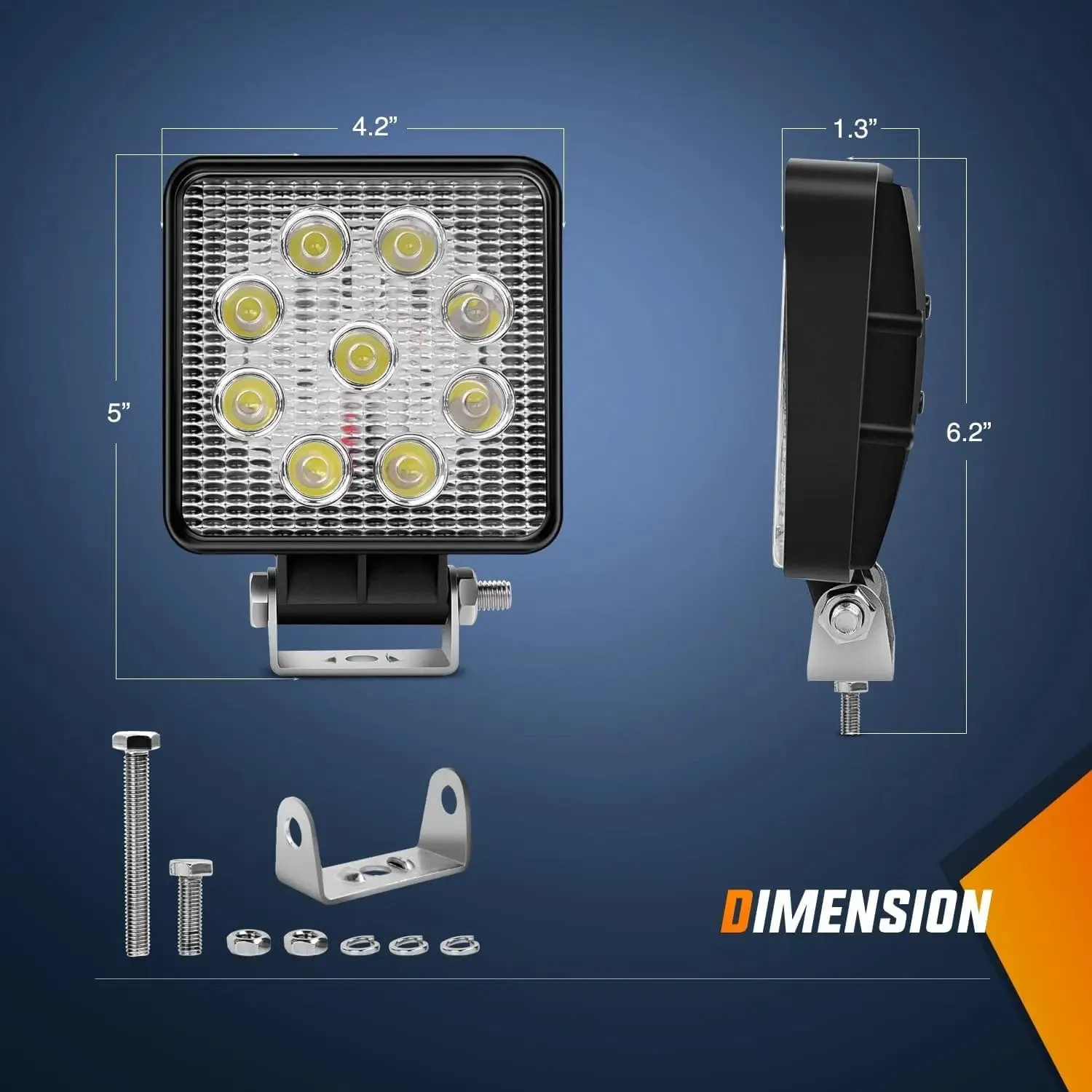 4.2 Inch 27W Spot Square Led Work Lights (Pair)