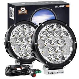 7 Inch 85W 10200LM Round Spot Flood Built-in EMC LED Work Lights (Pair) | 14AWG DT Wire