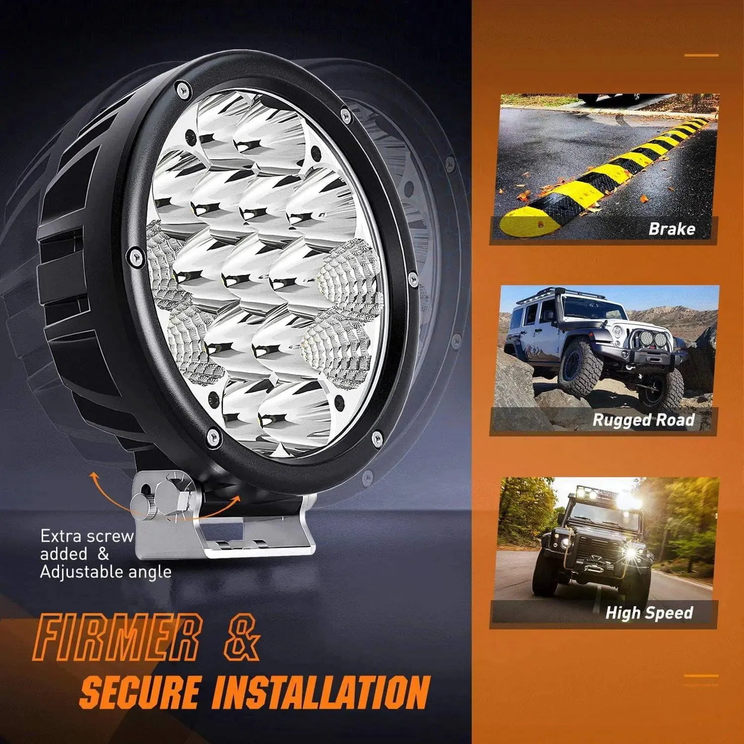 7 Inch 85W 10200LM Round Spot Flood Built-in EMC LED Work Lights (Pair) | 14AWG DT Wire