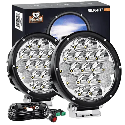 7 Inch 85W 10200LM Round Spot Flood Built-in EMC LED Work Lights (Pair) | 14AWG DT Wire
