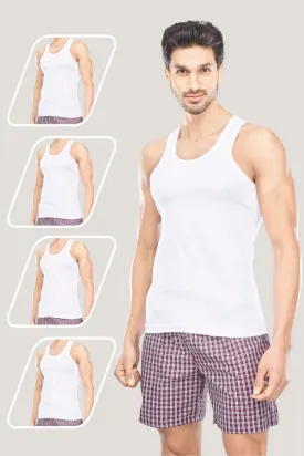 Alpha RN - 100% Cotton White Vest For Mens Combo (Pack of 5) | Ariser Alpha RN - 100% Cotton White Vest For Mens Combo (Pack of 5) | Ariser