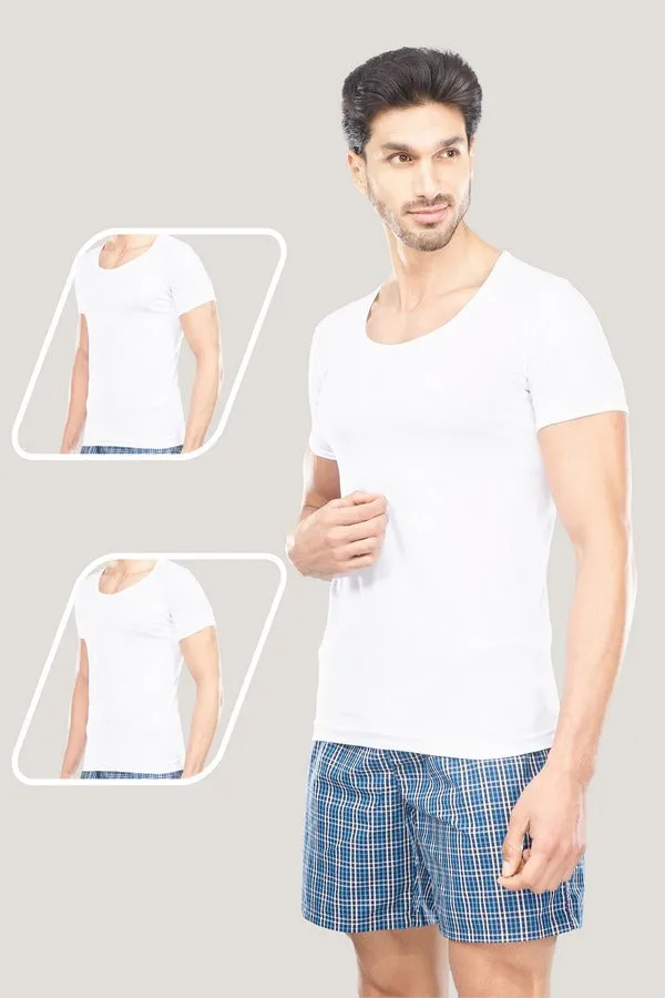 Alpha RNS - 100% Cotton White Vest For Mens Combo (Pack of 3) | Ariser