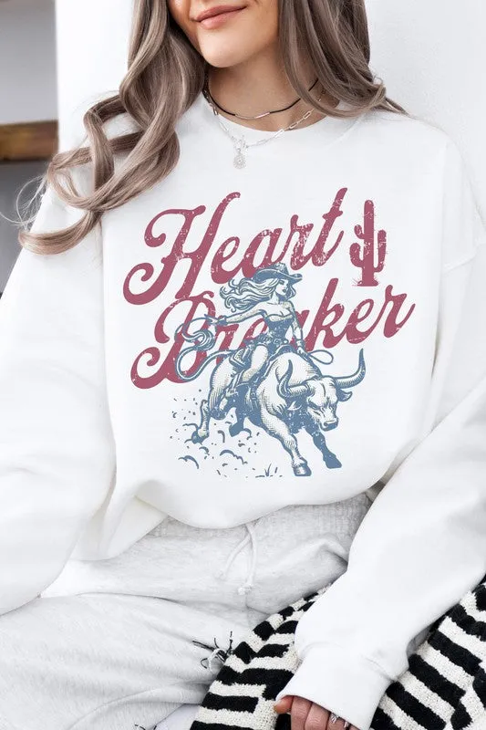 Bad Cowgirl Graphic Western Crewneck Fleece Sweatshirt