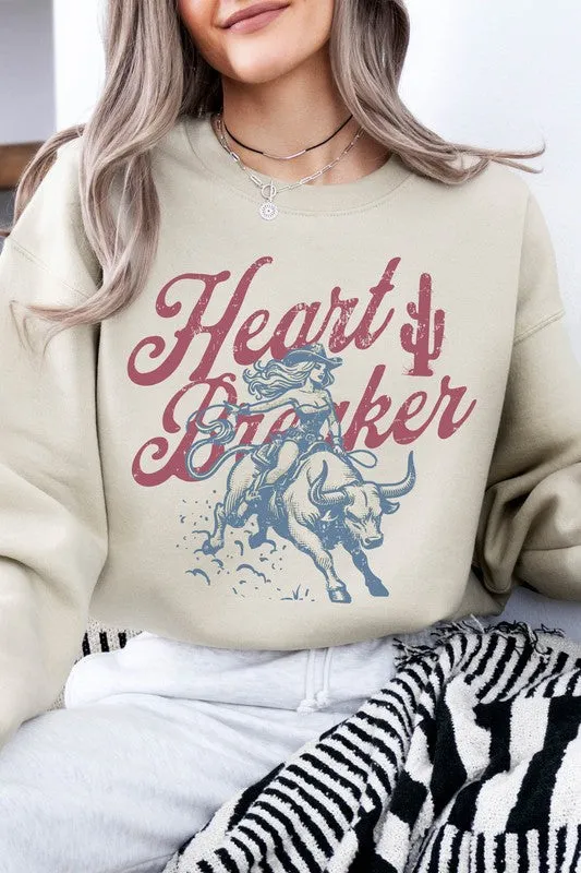 Bad Cowgirl Graphic Western Crewneck Fleece Sweatshirt