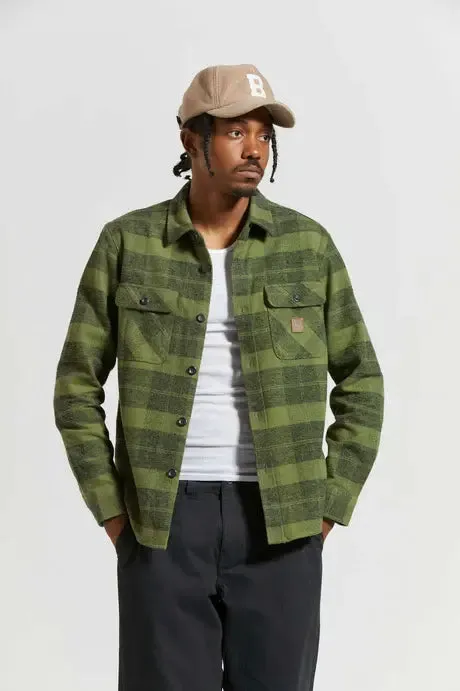 Brixton Mens Cypress Green/Black Bowery Heavy Weight LS Flannel