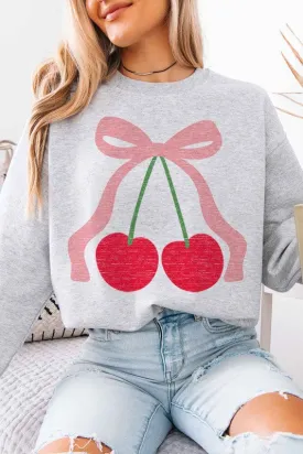 CHERRY BOW RIBBON OVERSIZED SWEATSHIRT