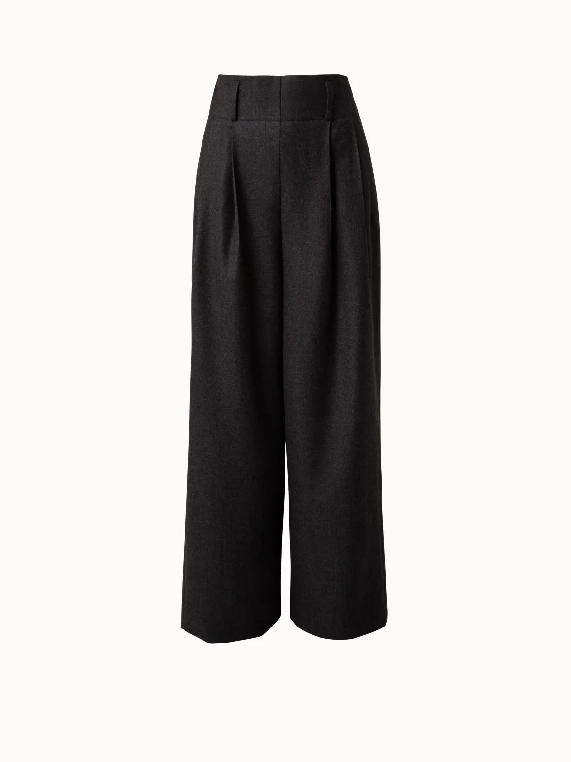 Extra Wide Pleated Wool Flannel Pants