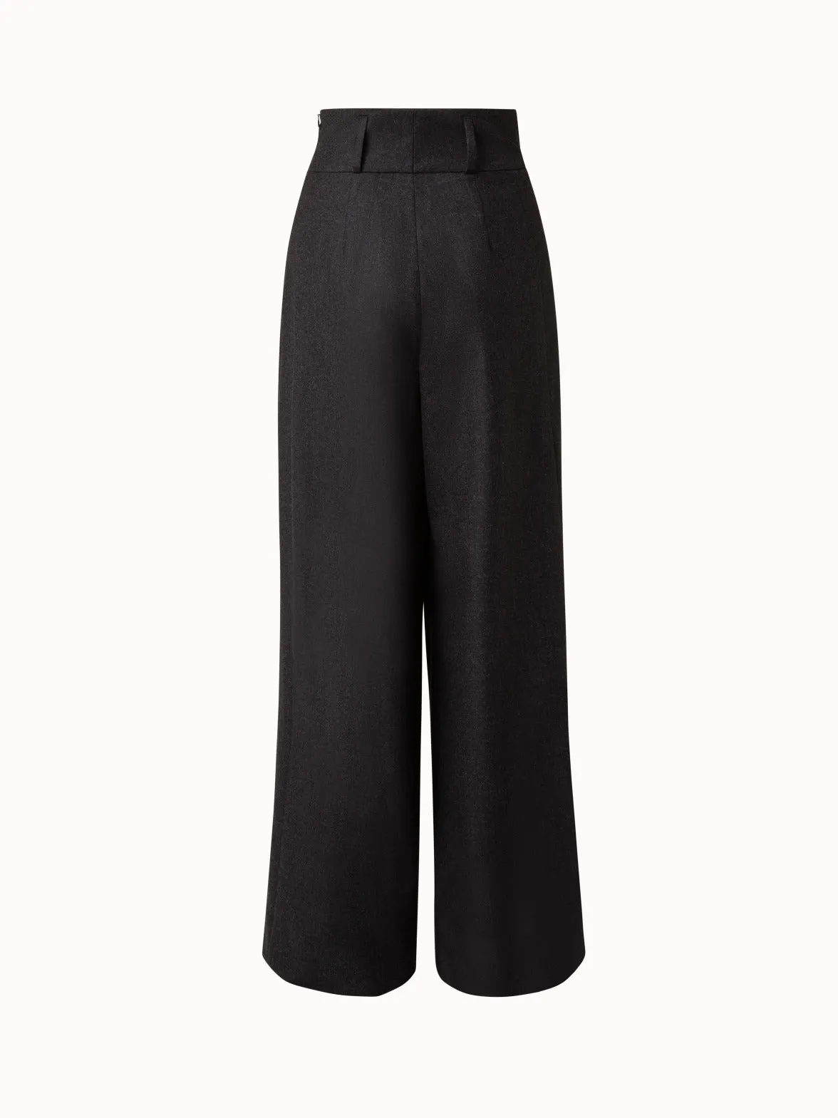 Extra Wide Pleated Wool Flannel Pants