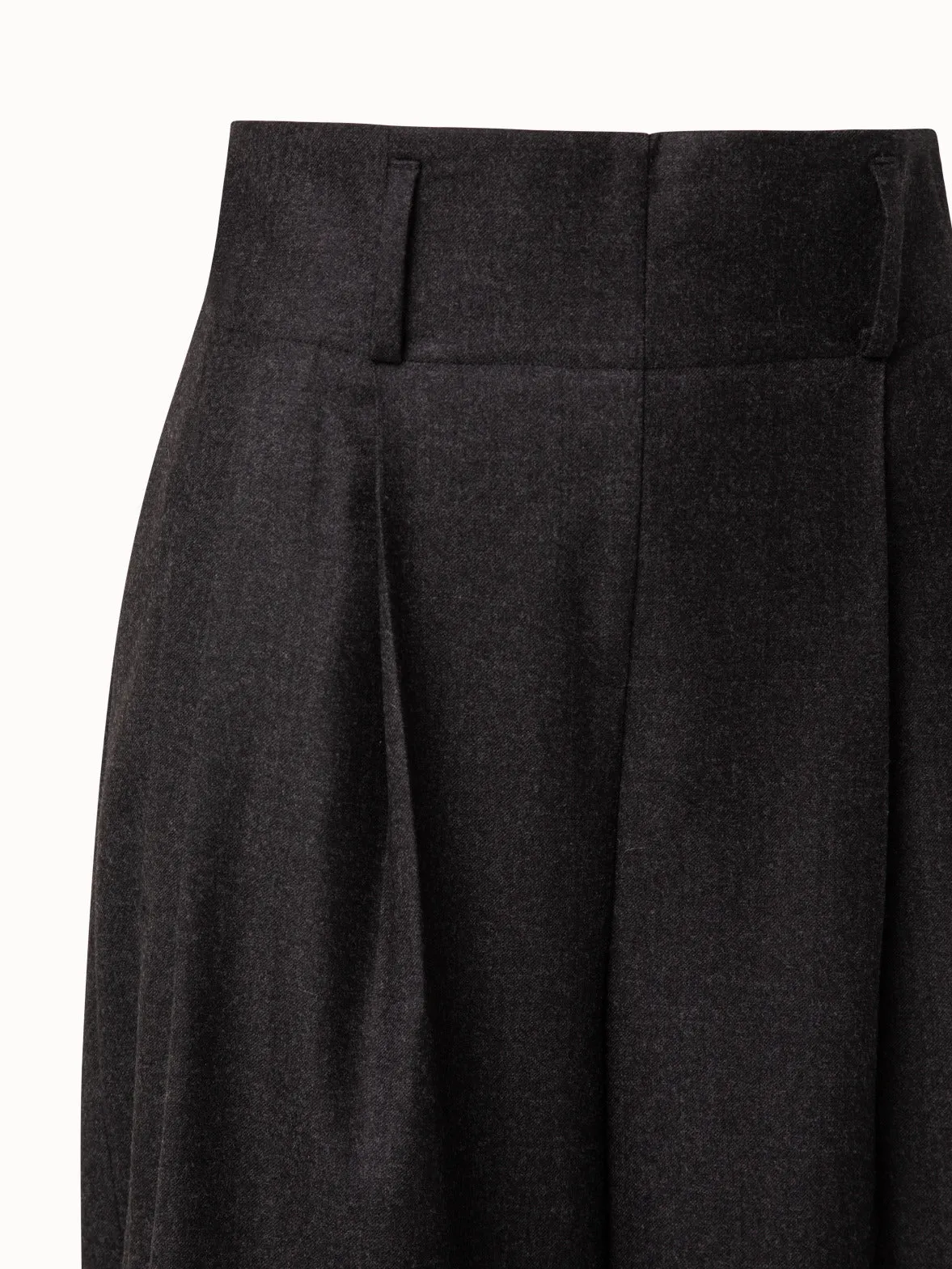 Extra Wide Pleated Wool Flannel Pants
