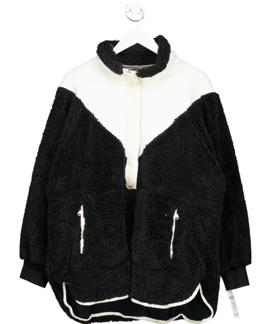 Free People Black Rise To Fall Fleece Quarter Snap UK S