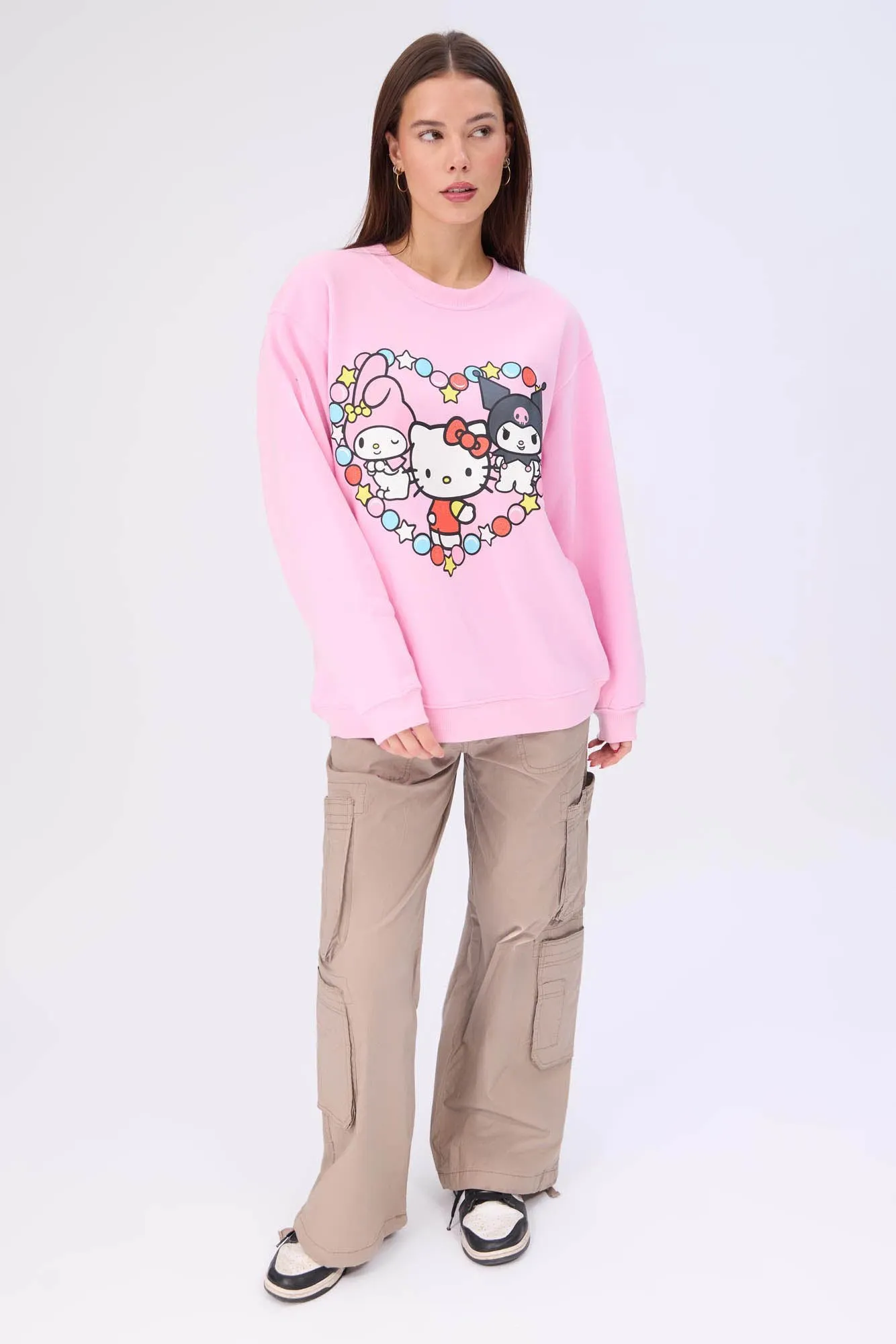 Hello Kitty And Friends Graphic Crew Neck Sweatshirt