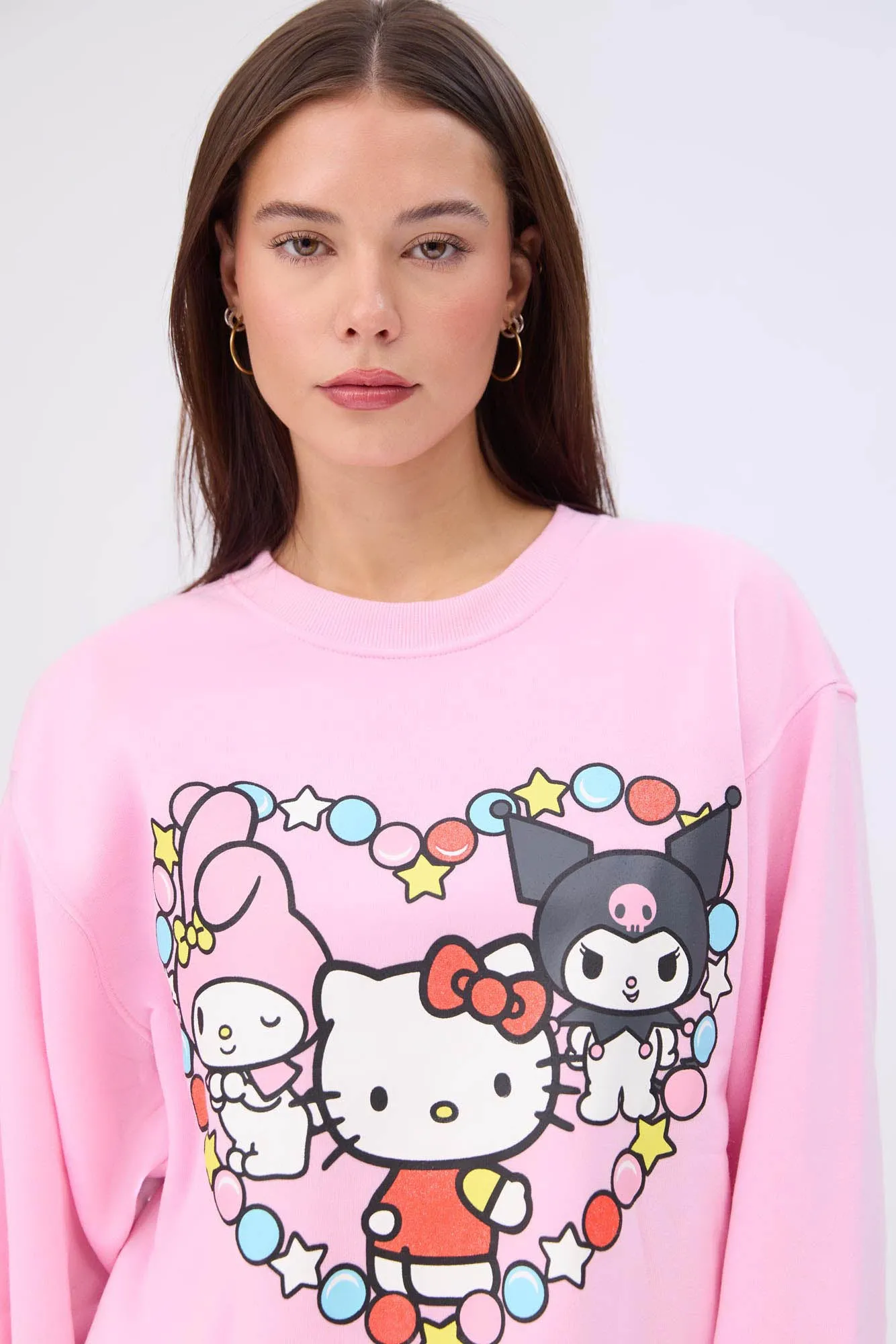 Hello Kitty And Friends Graphic Crew Neck Sweatshirt
