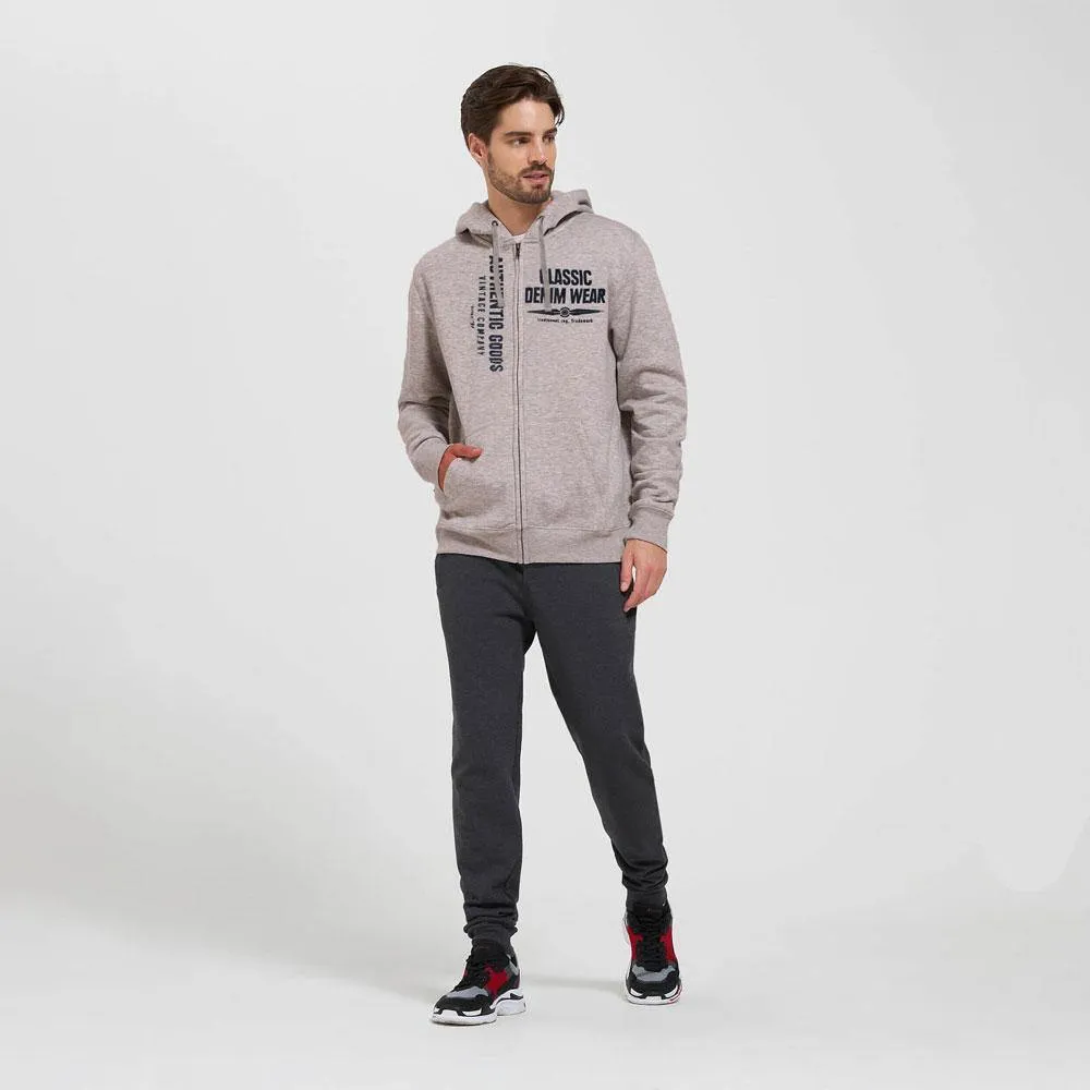 IDT Men's Classic Denim Wear Printed Zipper Hoodie