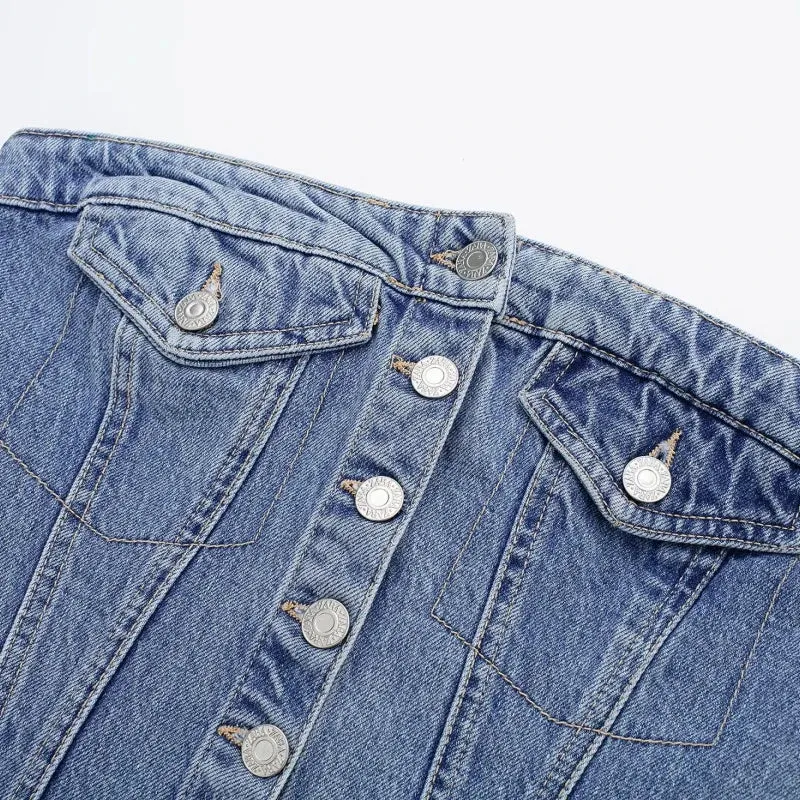 LVSANW Blue Backless Denim Corset Crop Women Top Off Shoulder Sleeveless Bustier Tops 2024 Summer Lady Sexy Elegant Street Wear Tank