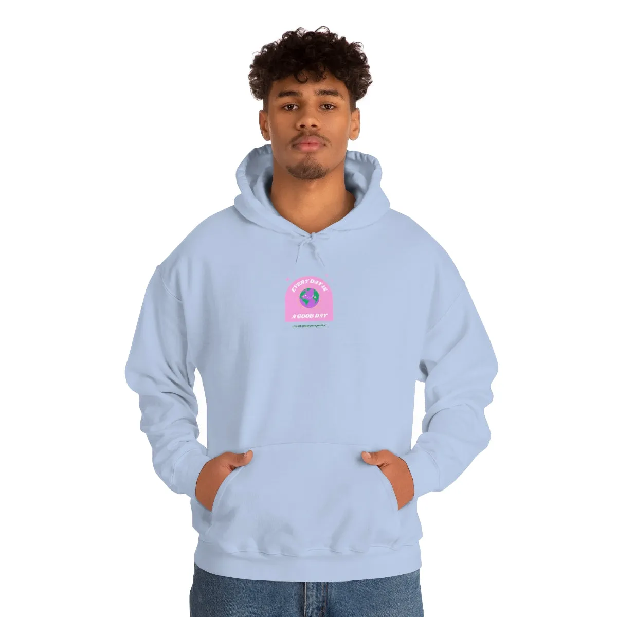 Retro Every Day is a Good Day, Its All About Perspective Earth Pink Purple Back Graphic Hoodie, VSCO Girl Oversized Trendy Tumblr Sw