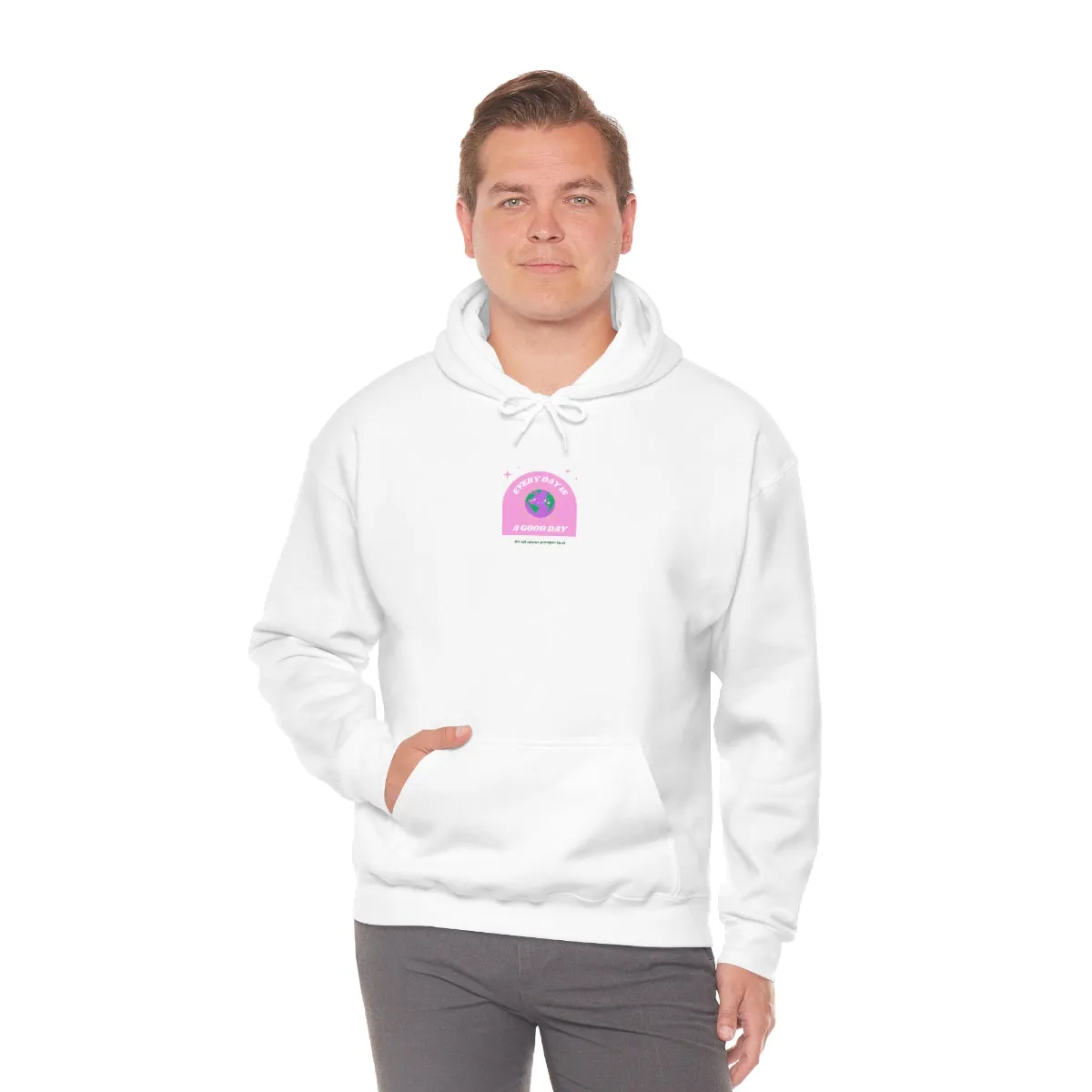 Retro Every Day is a Good Day, Its All About Perspective Earth Pink Purple Back Graphic Hoodie, VSCO Girl Oversized Trendy Tumblr Sw