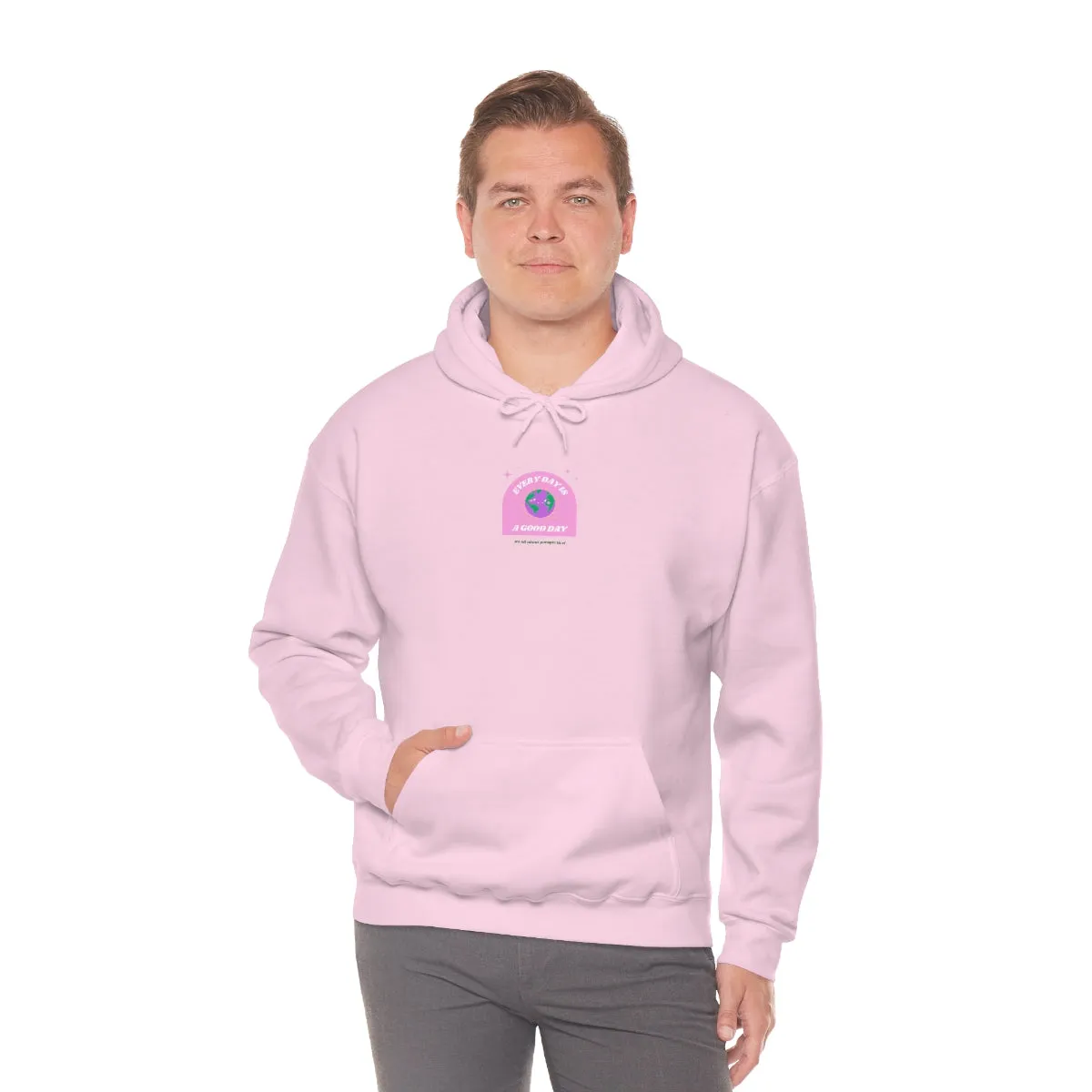 Retro Every Day is a Good Day, Its All About Perspective Earth Pink Purple Back Graphic Hoodie, VSCO Girl Oversized Trendy Tumblr Sw