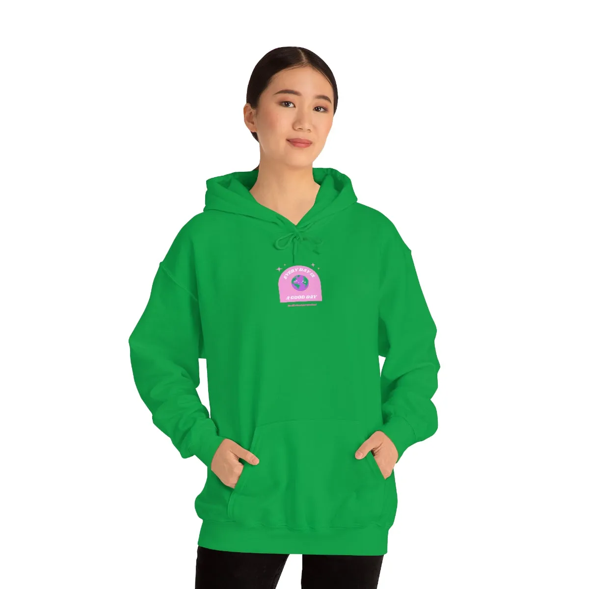Retro Every Day is a Good Day, Its All About Perspective Earth Pink Purple Back Graphic Hoodie, VSCO Girl Oversized Trendy Tumblr Sw