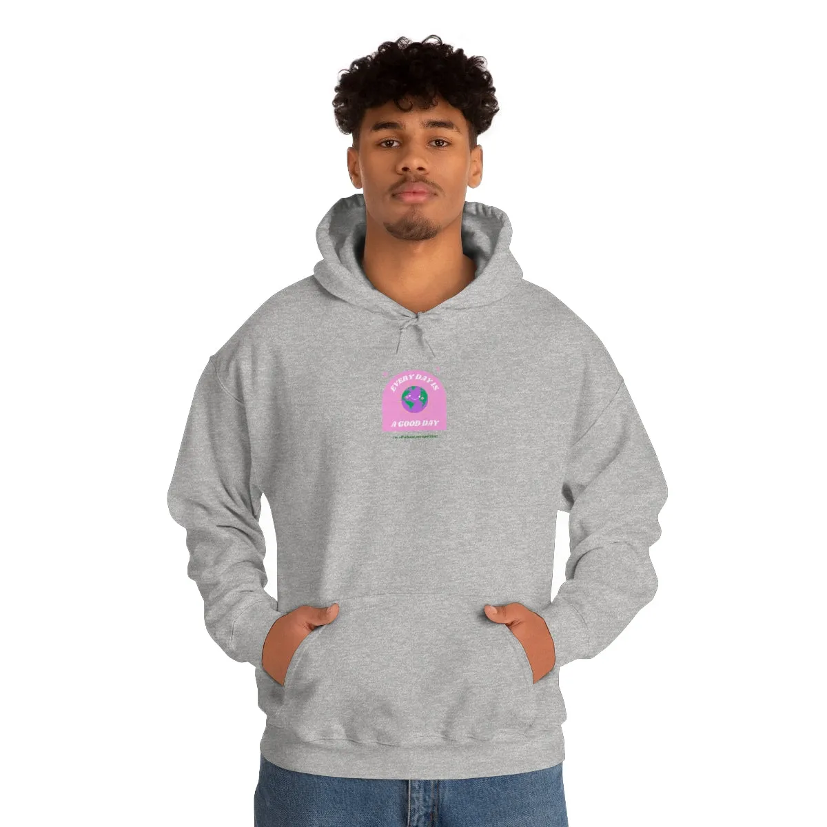 Retro Every Day is a Good Day, Its All About Perspective Earth Pink Purple Back Graphic Hoodie, VSCO Girl Oversized Trendy Tumblr Sw