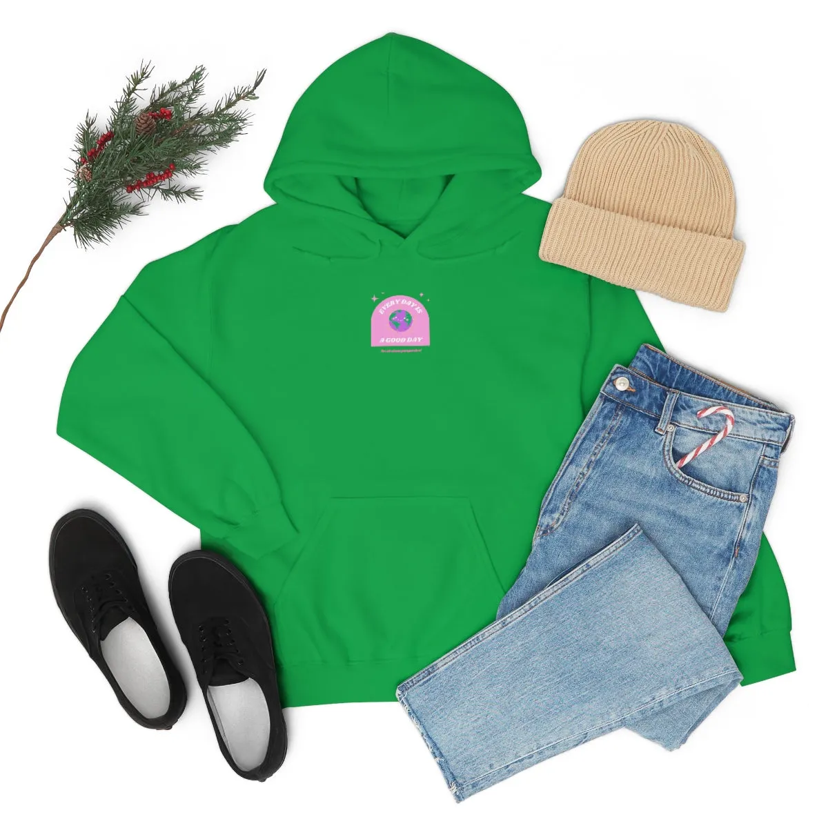 Retro Every Day is a Good Day, Its All About Perspective Earth Pink Purple Back Graphic Hoodie, VSCO Girl Oversized Trendy Tumblr Sw