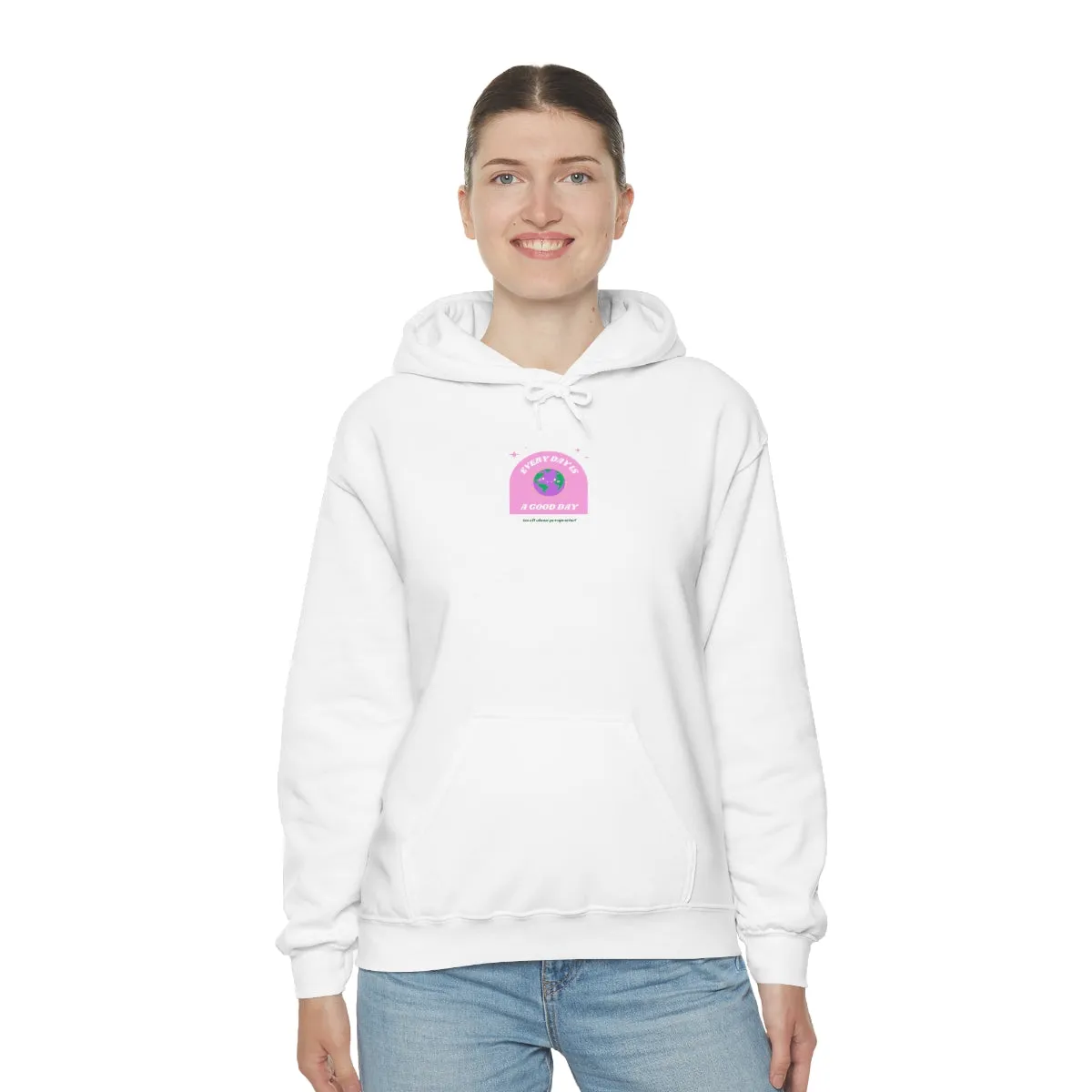 Retro Every Day is a Good Day, Its All About Perspective Earth Pink Purple Back Graphic Hoodie, VSCO Girl Oversized Trendy Tumblr Sw