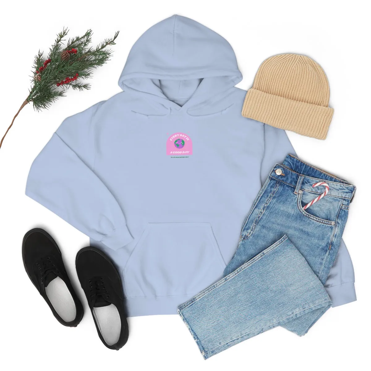 Retro Every Day is a Good Day, Its All About Perspective Earth Pink Purple Back Graphic Hoodie, VSCO Girl Oversized Trendy Tumblr Sw