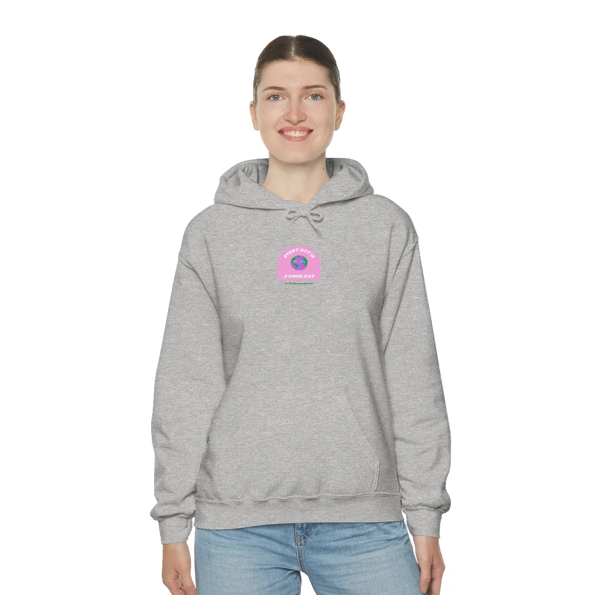 Retro Every Day is a Good Day, Its All About Perspective Earth Pink Purple Back Graphic Hoodie, VSCO Girl Oversized Trendy Tumblr Sw
