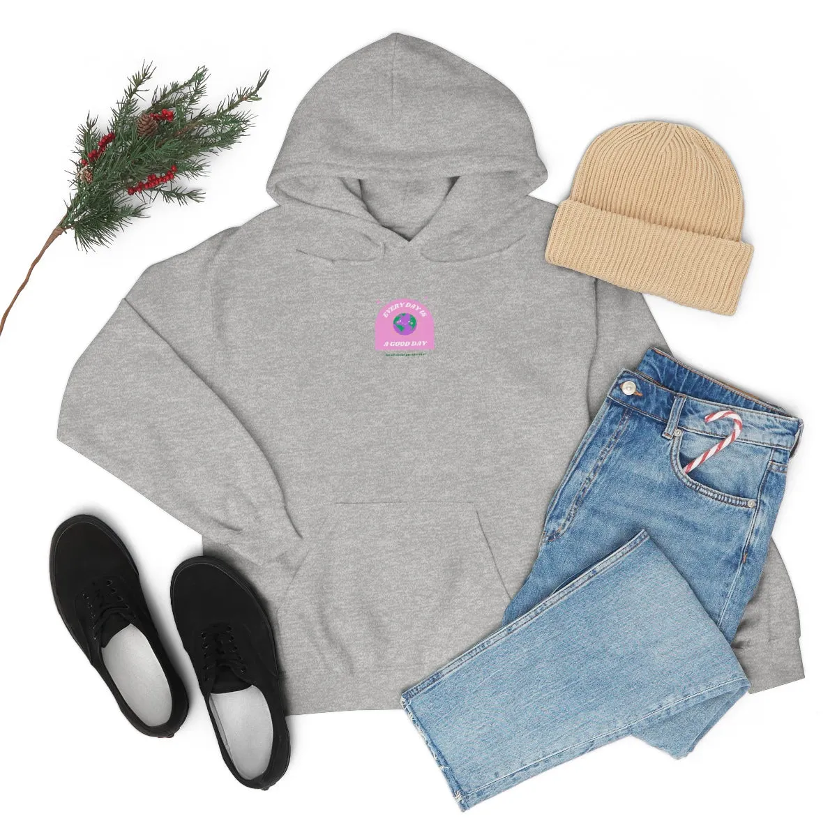 Retro Every Day is a Good Day, Its All About Perspective Earth Pink Purple Back Graphic Hoodie, VSCO Girl Oversized Trendy Tumblr Sw