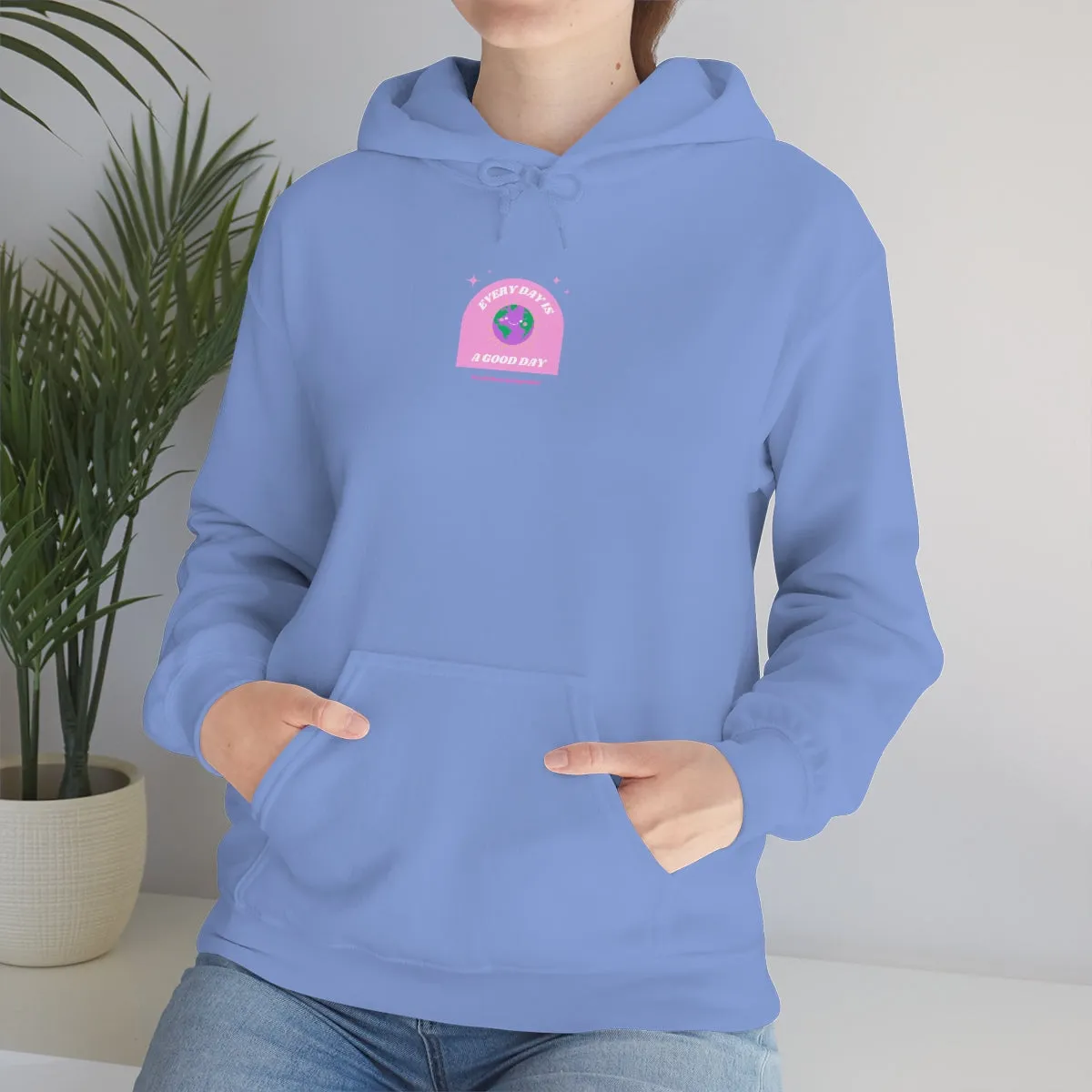 Retro Every Day is a Good Day, Its All About Perspective Earth Pink Purple Back Graphic Hoodie, VSCO Girl Oversized Trendy Tumblr Sw