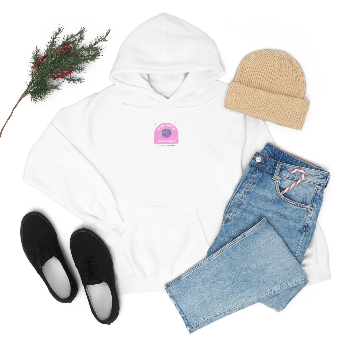 Retro Every Day is a Good Day, Its All About Perspective Earth Pink Purple Back Graphic Hoodie, VSCO Girl Oversized Trendy Tumblr Sw
