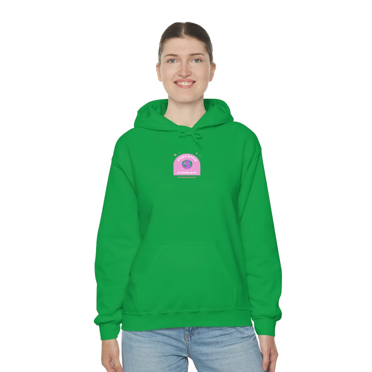Retro Every Day is a Good Day, Its All About Perspective Earth Pink Purple Back Graphic Hoodie, VSCO Girl Oversized Trendy Tumblr Sw