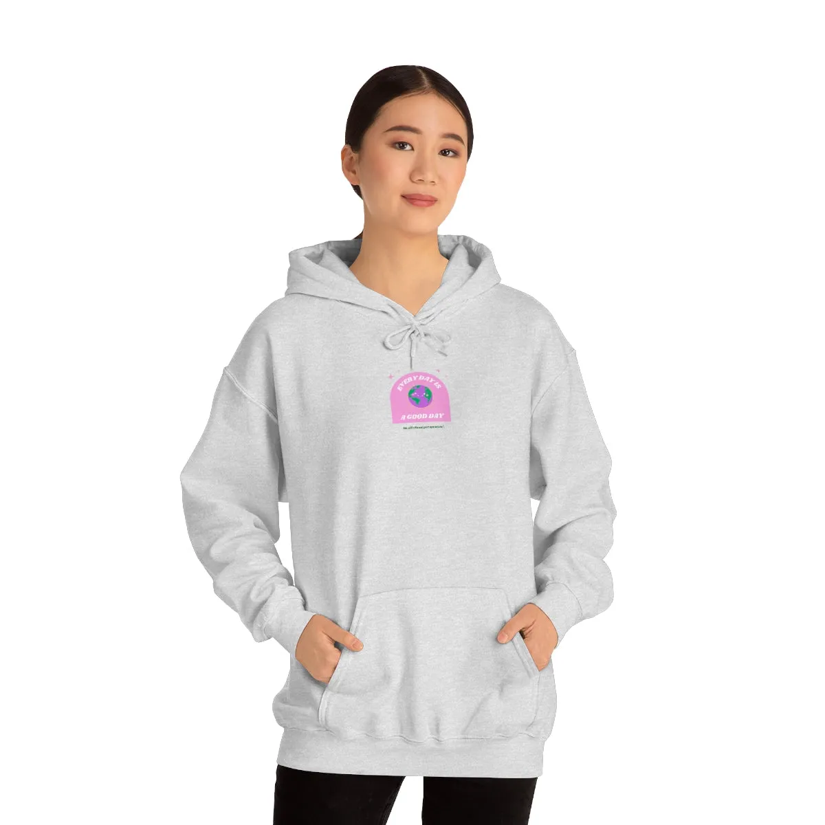 Retro Every Day is a Good Day, Its All About Perspective Earth Pink Purple Back Graphic Hoodie, VSCO Girl Oversized Trendy Tumblr Sw
