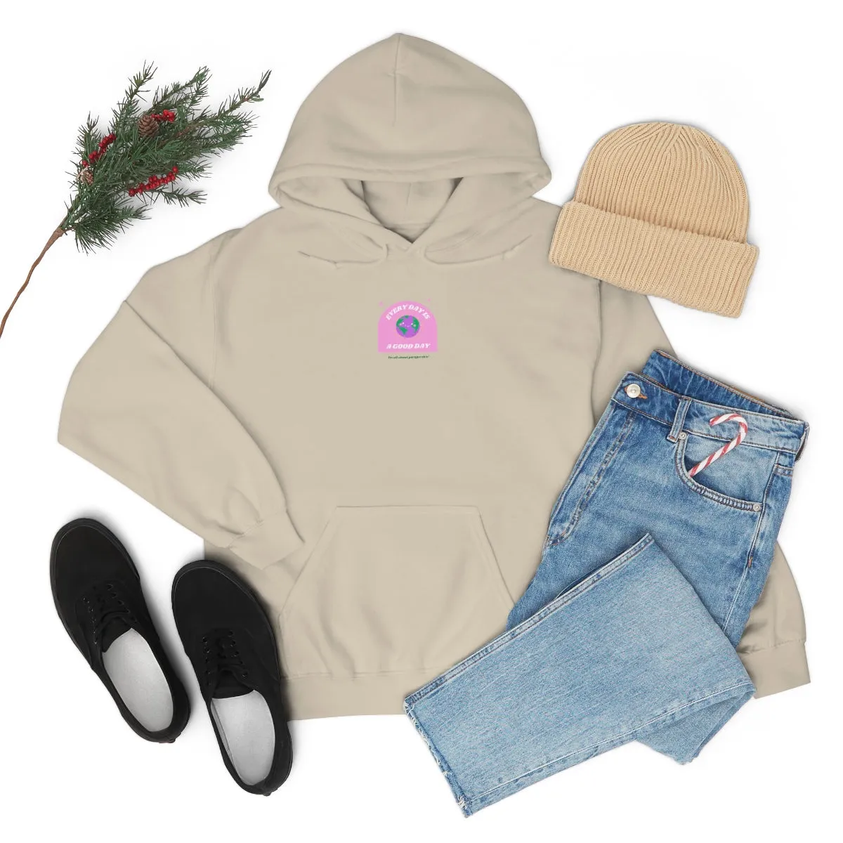 Retro Every Day is a Good Day, Its All About Perspective Earth Pink Purple Back Graphic Hoodie, VSCO Girl Oversized Trendy Tumblr Sw