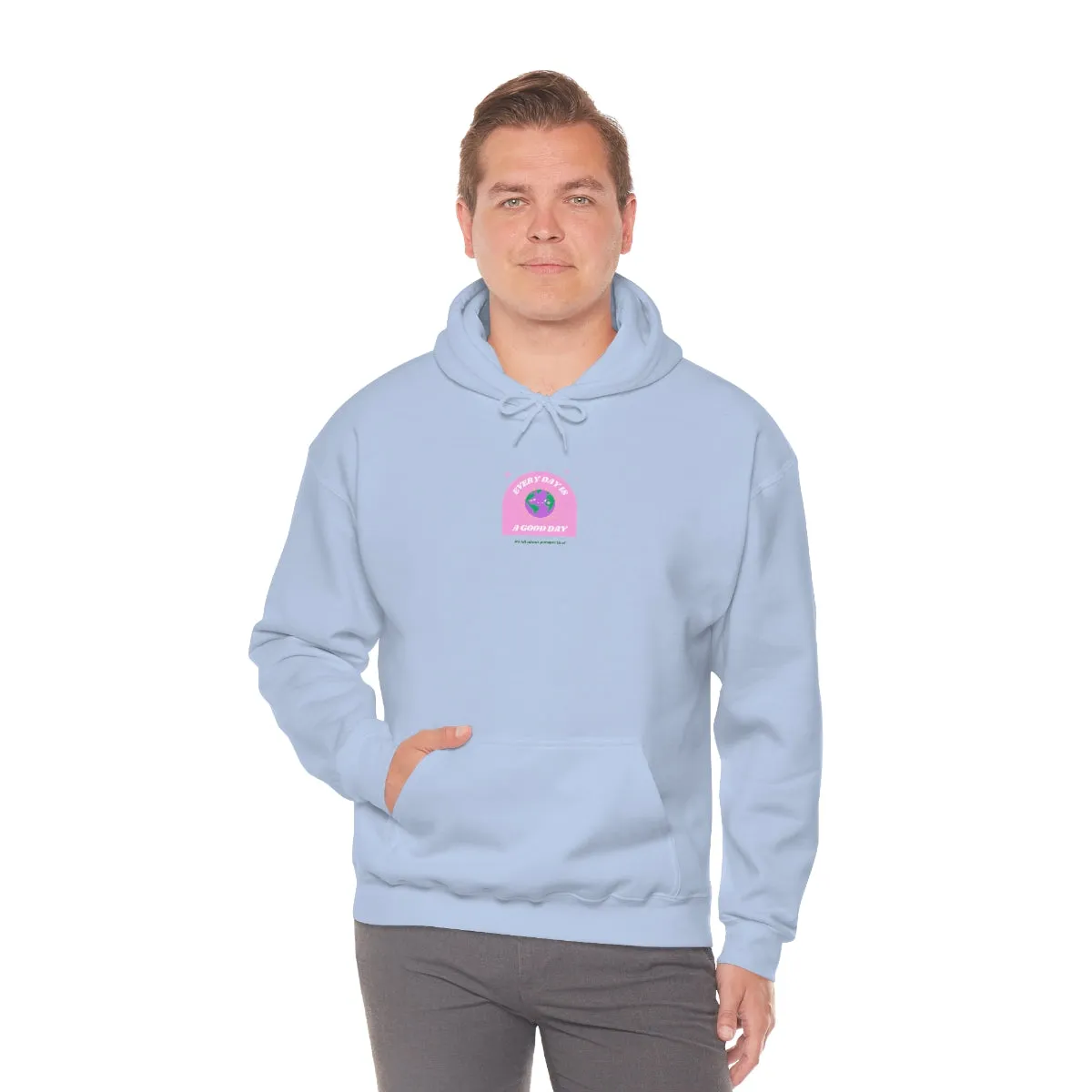 Retro Every Day is a Good Day, Its All About Perspective Earth Pink Purple Back Graphic Hoodie, VSCO Girl Oversized Trendy Tumblr Sw