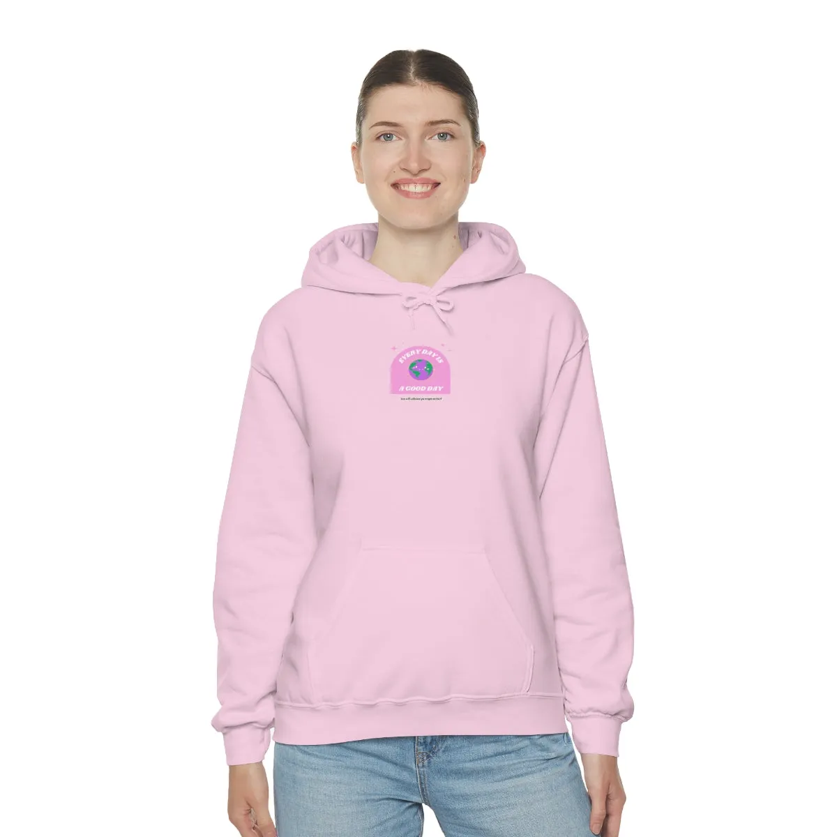 Retro Every Day is a Good Day, Its All About Perspective Earth Pink Purple Back Graphic Hoodie, VSCO Girl Oversized Trendy Tumblr Sw