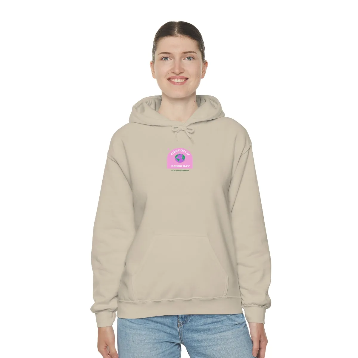 Retro Every Day is a Good Day, Its All About Perspective Earth Pink Purple Back Graphic Hoodie, VSCO Girl Oversized Trendy Tumblr Sw