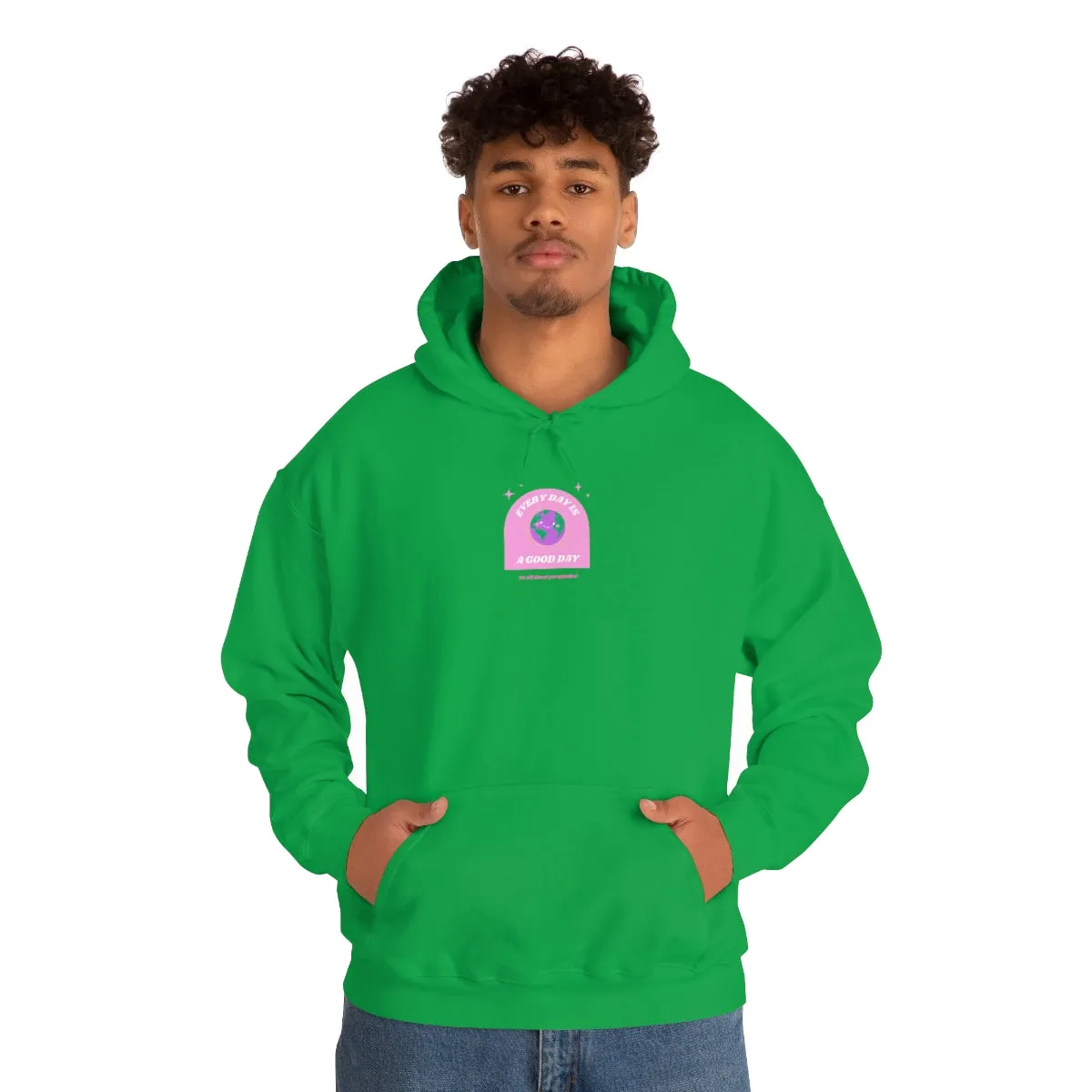 Retro Every Day is a Good Day, Its All About Perspective Earth Pink Purple Back Graphic Hoodie, VSCO Girl Oversized Trendy Tumblr Sw