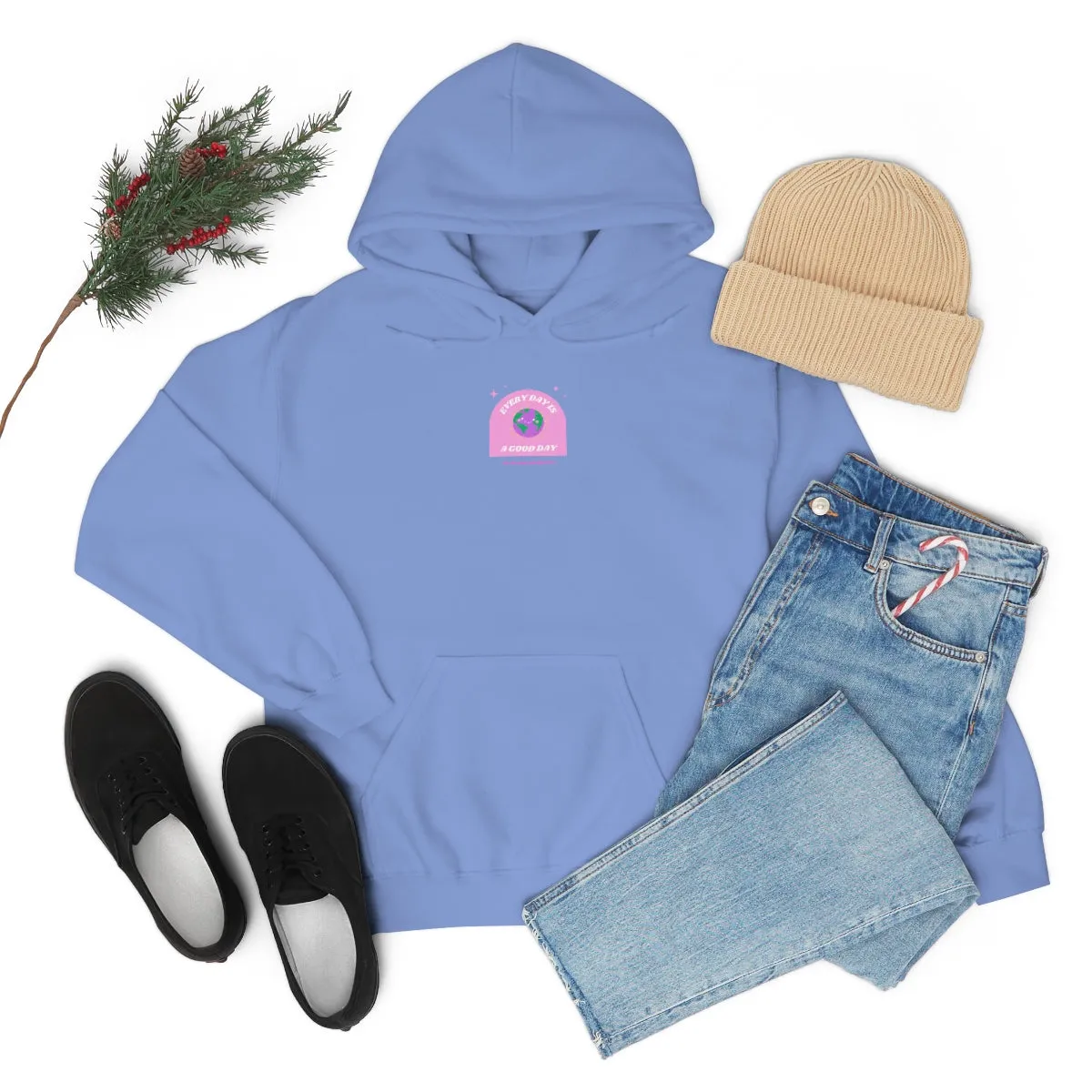Retro Every Day is a Good Day, Its All About Perspective Earth Pink Purple Back Graphic Hoodie, VSCO Girl Oversized Trendy Tumblr Sw