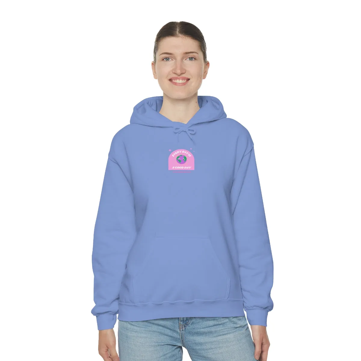 Retro Every Day is a Good Day, Its All About Perspective Earth Pink Purple Back Graphic Hoodie, VSCO Girl Oversized Trendy Tumblr Sw