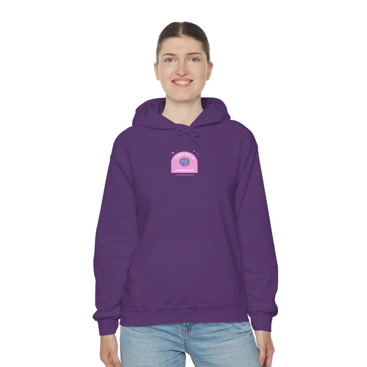 Retro Every Day is a Good Day, Its All About Perspective Earth Pink Purple Back Graphic Hoodie, VSCO Girl Oversized Trendy Tumblr Sw
