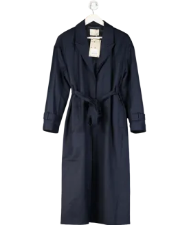 Stel Blue Belted Longline Relaxed Coat UK 8
