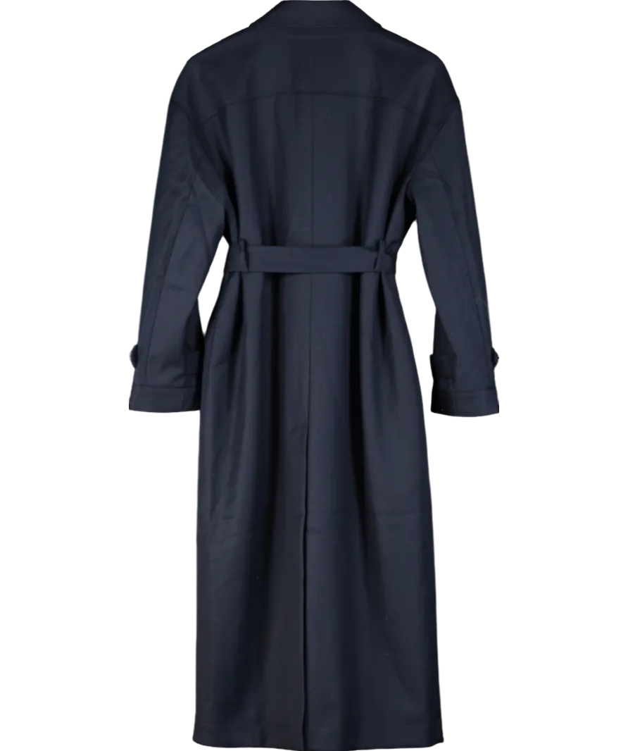 Stel Blue Belted Longline Relaxed Coat UK 8