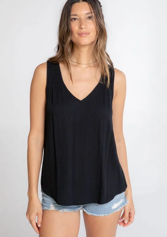 Striped Jacquard Smocked Racerback Tank Top