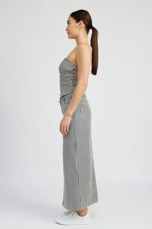 Striped Twill Tube Top