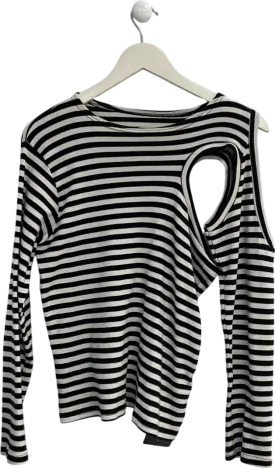The Room Antwerp Black Cut Out Striped Long Sleeve Tee One Size