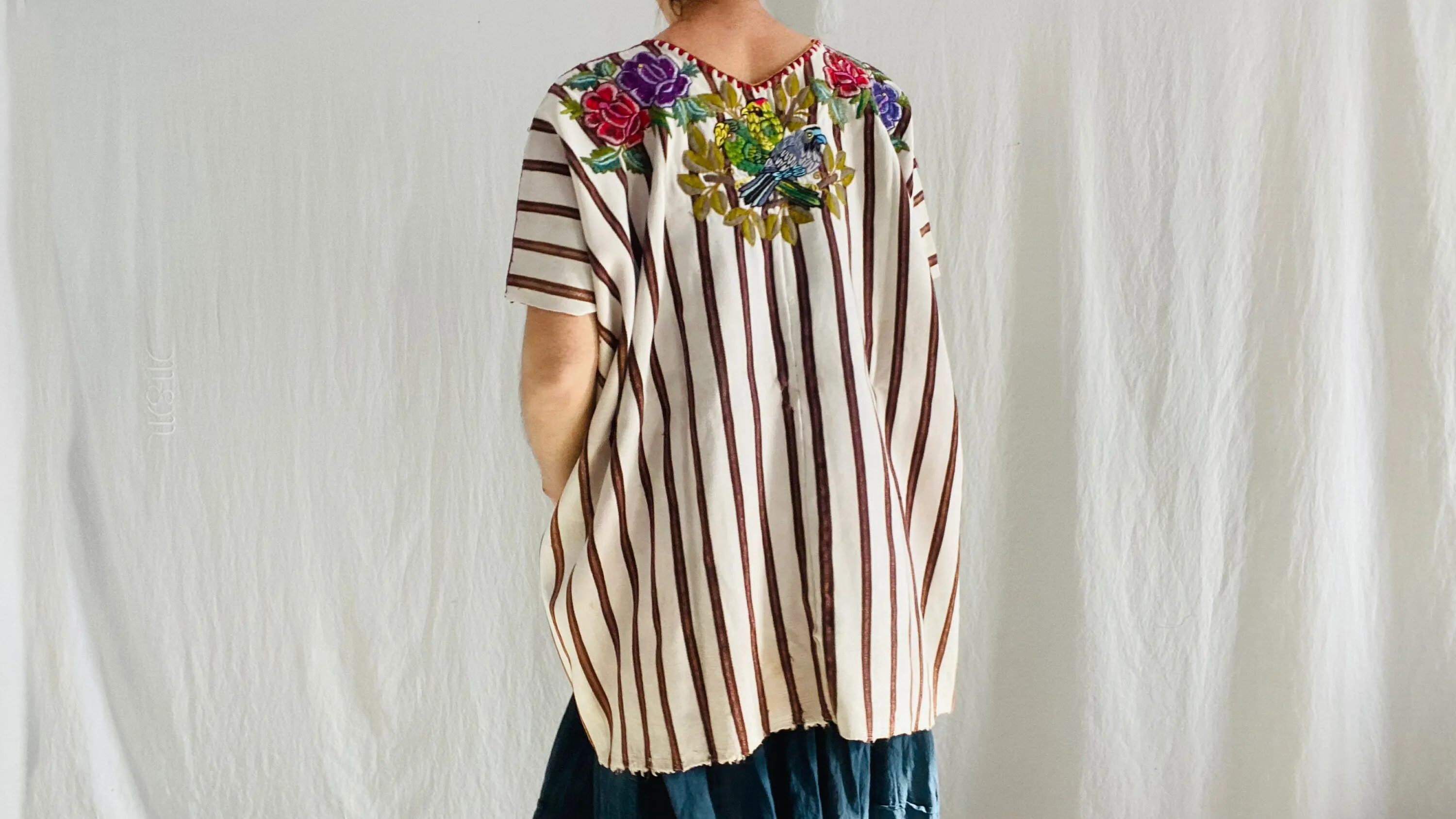 Vintage Guatemalan Huipil. Santiago Atitlan. Birds