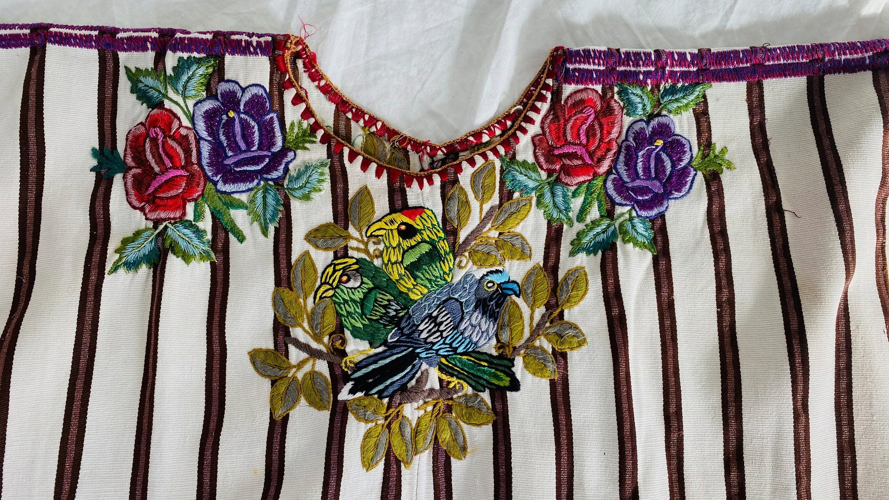 Vintage Guatemalan Huipil. Santiago Atitlan. Birds